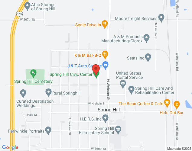 Map showing location at 401 N. Madison St., Spring Hill, KS
