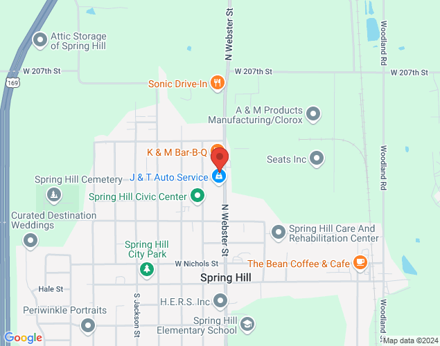 Map showing location at 501 N Webster St, Spring Hill, KS