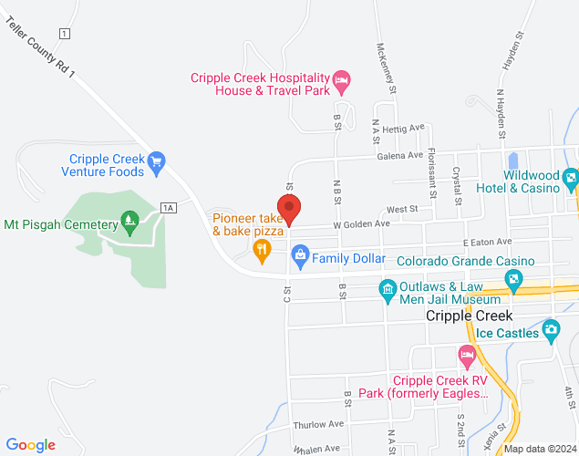 Map showing location at 412 N. C Street, Cripple Creek, CO