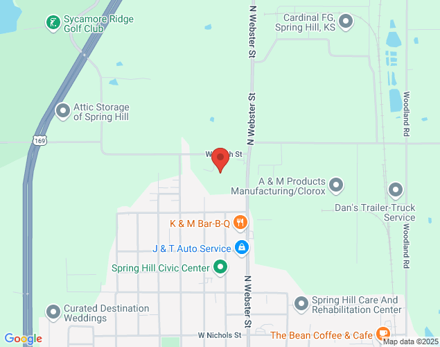 Map showing location at 309 W North St., Spring Hill, KS