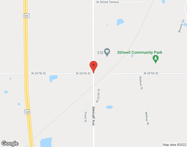 Map showing location at 207th & Metcalf, Stilwell, KS