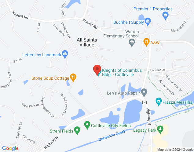 Map showing location at 5701 Highway N, St. Charles, MO