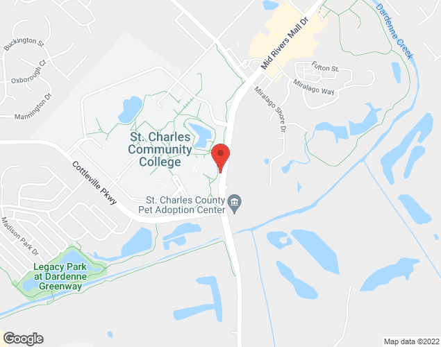 Map showing location at 4601 Mid Rivers Mall Dr, Cottleville, MO