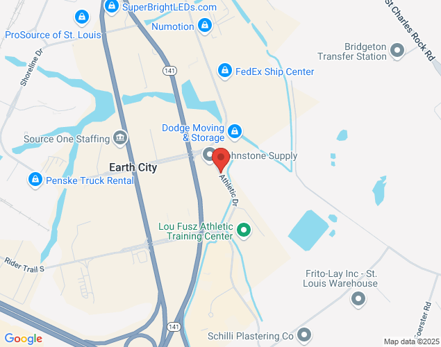 Map showing location at 1Athletic Way, Earth City, MO