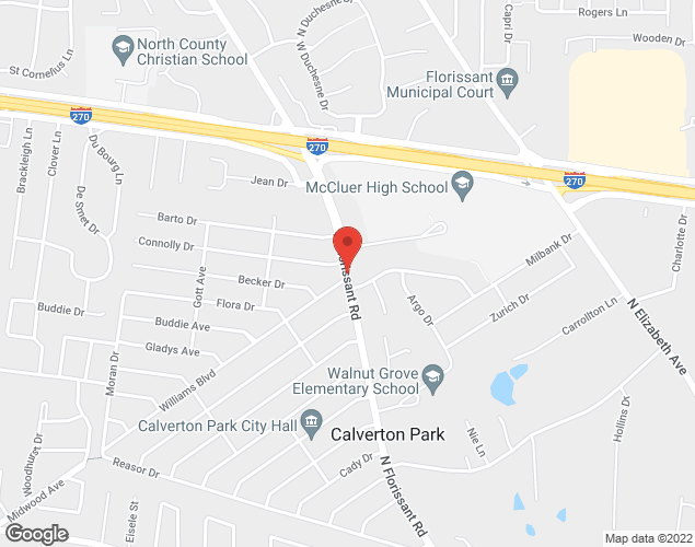 Map showing location at N Florissant Rd & Washington ST, Florissant, MO