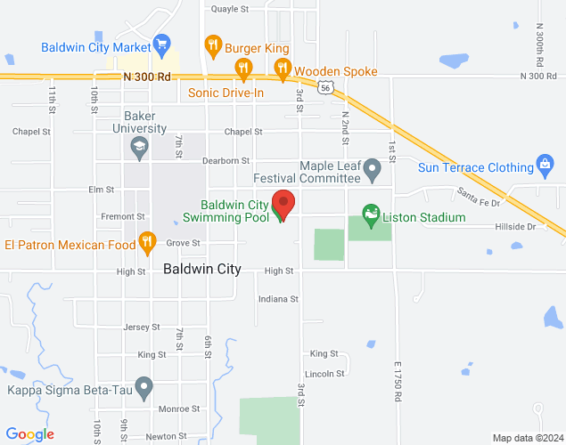 Map showing location at 317 Fremont, Baldwin City, KS