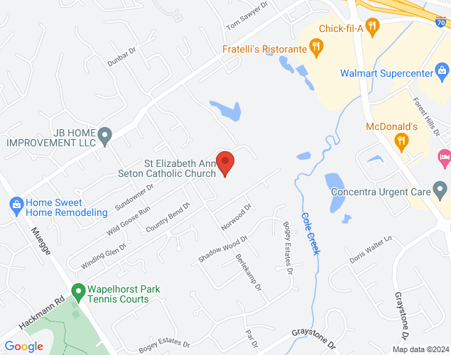 Map showing location at 2 Seton Ct, St Charles, MO