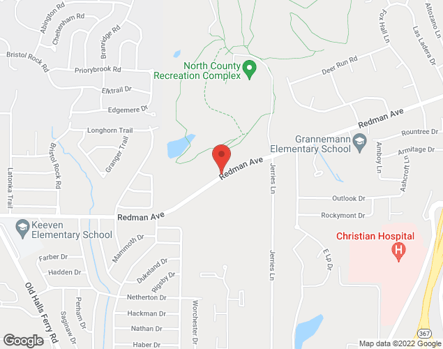 Map showing location at 2577 Redman Ave, St. Louis, MO