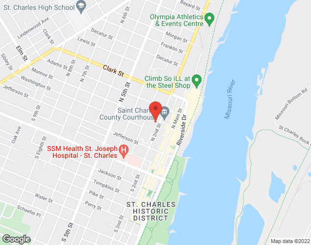 Map showing location at 201 N. Second St. Suite 510, St. Charles, MO