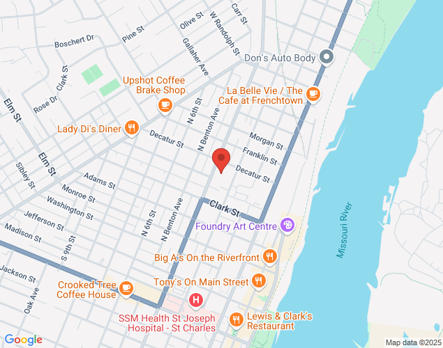 Map showing location at 634 N 5th St., St. Charles, MO