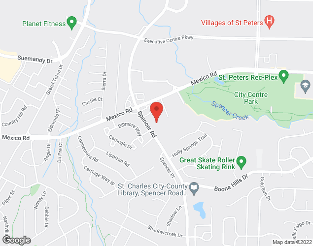 Map showing location at 221 SPENCER ROAD, STE. A, ST. PETERS, MO