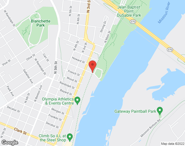 Map showing location at 100 Olive Street, Saint Charles, MO