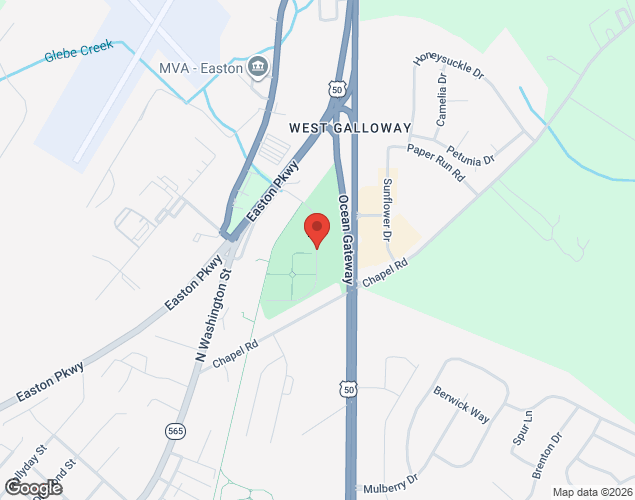 Map showing location at 1078 N Washington Street, Easton, MD