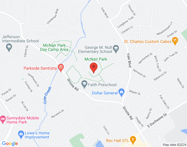 Map showing location at 3100 Droste Road, Saint Charles, MO