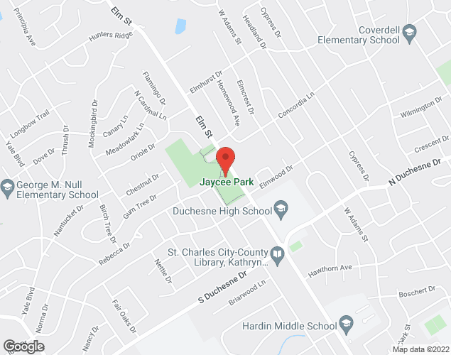 Map showing location at 2805 Elm Street, St. Charles, MO