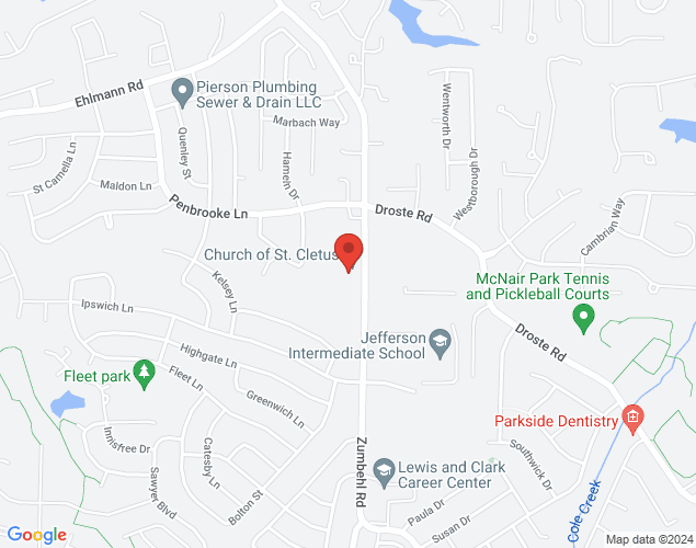 Map showing location at 2705 Zumbehl Rd, St. Charles, MO