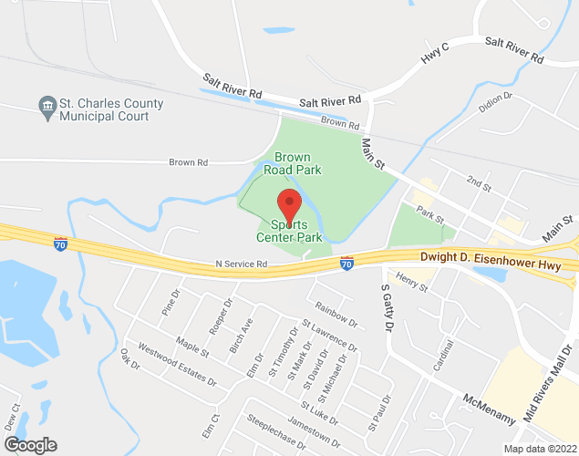 Map showing location at 7 NORTH SERVICE ROAD, ST. PETERS, MO