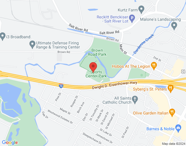 Map showing location at 7 N Service Rd, St Peters, MO