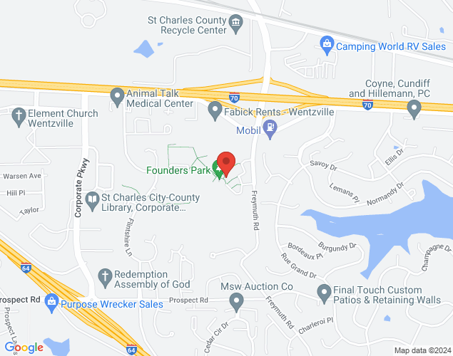Map showing location at 7 Freymuth Road, Lake St. Louis, MO