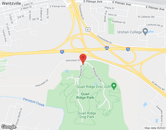 Map showing location at 560 Interstate Drive, Wentzville, MO