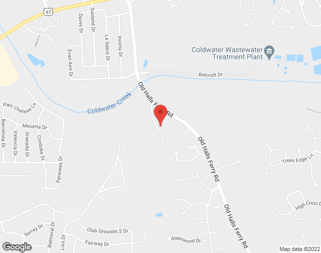 Map showing location at 50 Country Club Ln, Florissant, MO