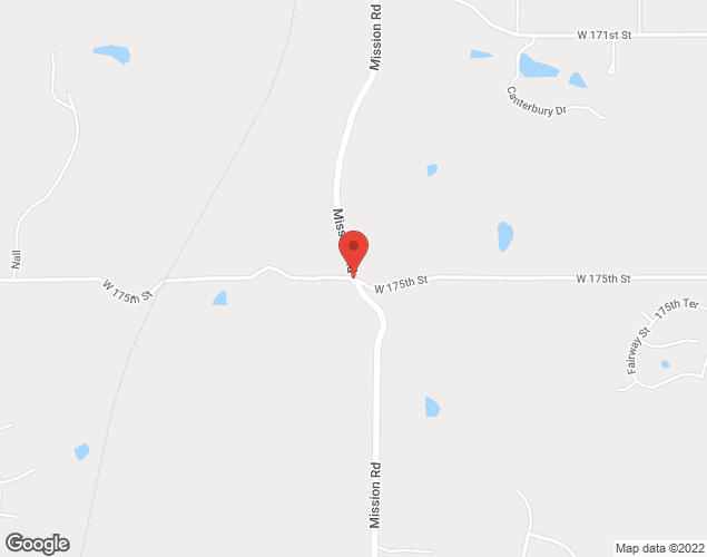 Map showing location at 175th & Mission Road, Aubry Township, KS