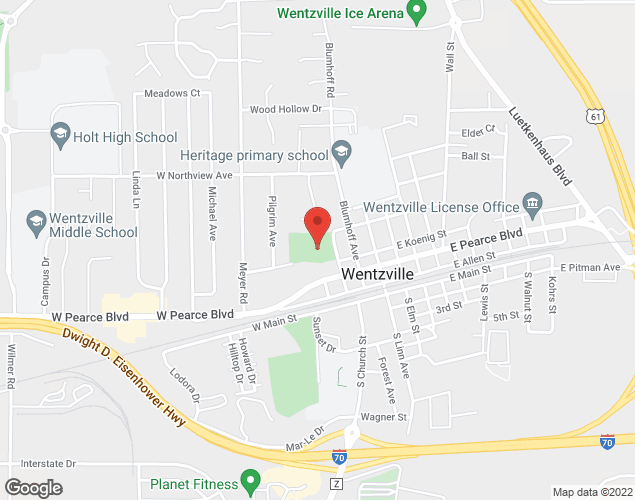 Map showing location at 203 W. Pearce Blvd, Wentzville, MO
