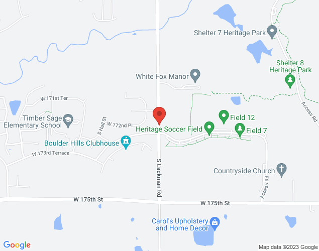 Map showing location at 17225 S Lackman Rd, Olathe, KS