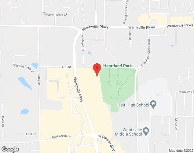 Map showing location at 100 William Dierberg Dr., Wentzville, MO