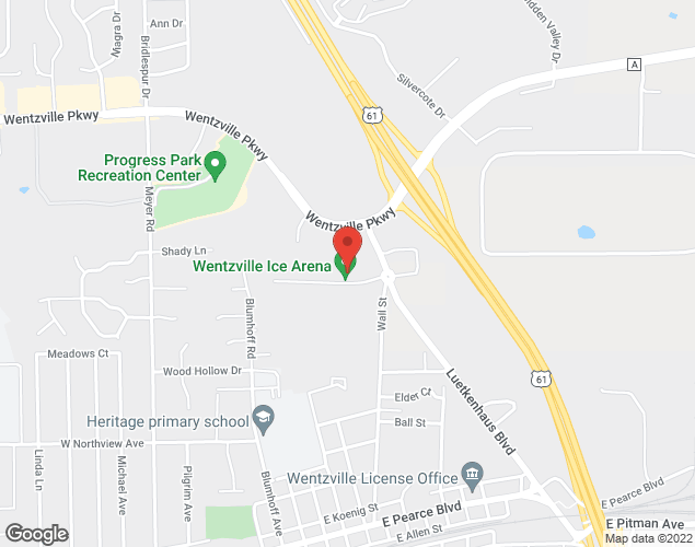 Map showing location at 910 Main Plaza Dr, Wentzville, MO