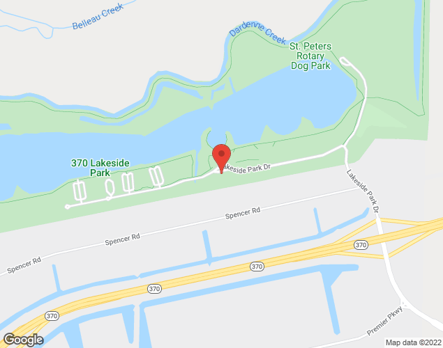 Map showing location at 1000 Lakeside Park Dr., St Peters, MO