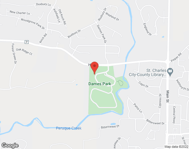 Map showing location at 389 Dames Park Drive, O'Fallon, MO