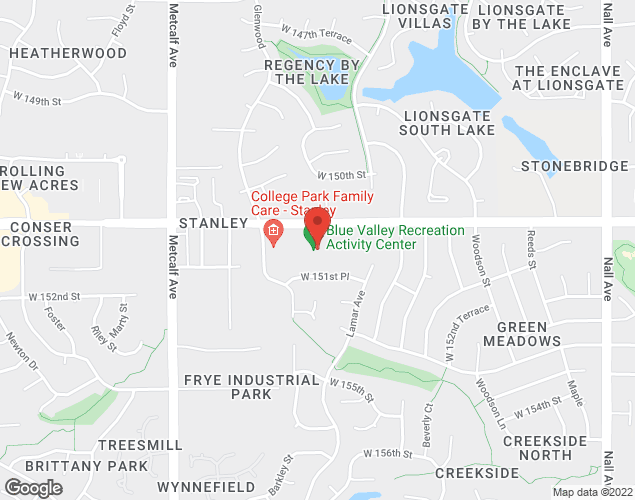 Map showing location at 6545 W. 151st Street, Overland Park, KS