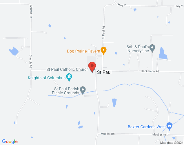 Map showing location at 1223 Church Rd, St Paul, MO
