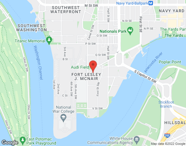 Map showing location at 100 Potomac Ave SW, Washington, DC, 20024, Washington, DC
