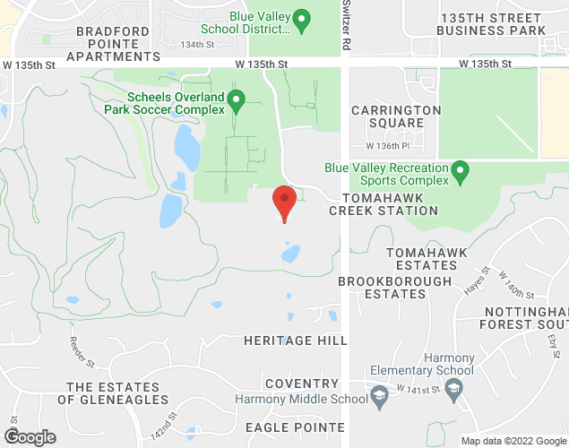 Map showing location at 13800 Switzer Road, Overland Park, KS