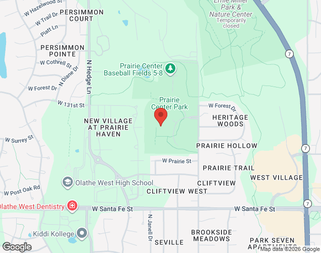 Map showing location at 555 N Olathe View Rd., Olathe, KS