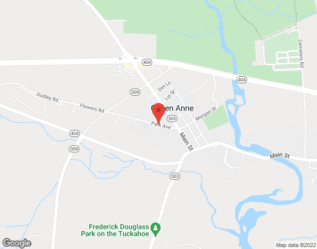 Map showing location at Park Ave, Queen Anne, MD