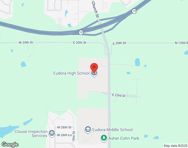 Map showing location at 2203 Church St. Eudora,KS. 66025, Eudora, KS