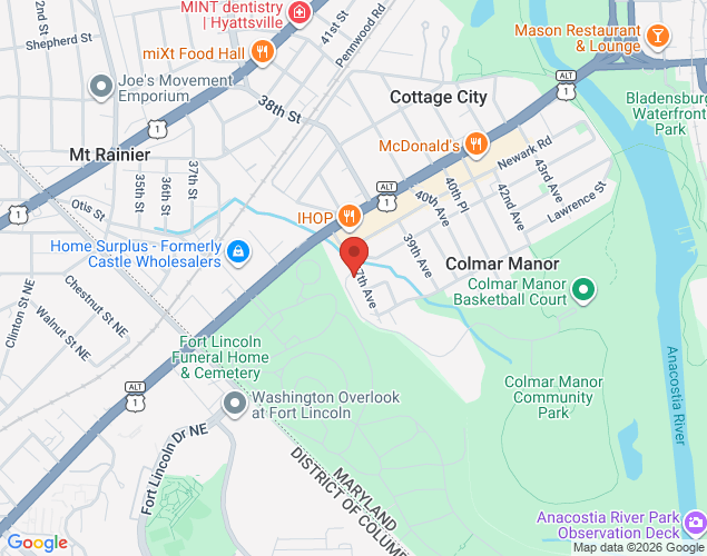 Map showing location at 3510 37th Avenue, Brentwood, MD