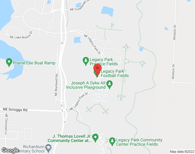 Map showing location at 1201 NE Legacy Park DR, Lee's Summit, MO