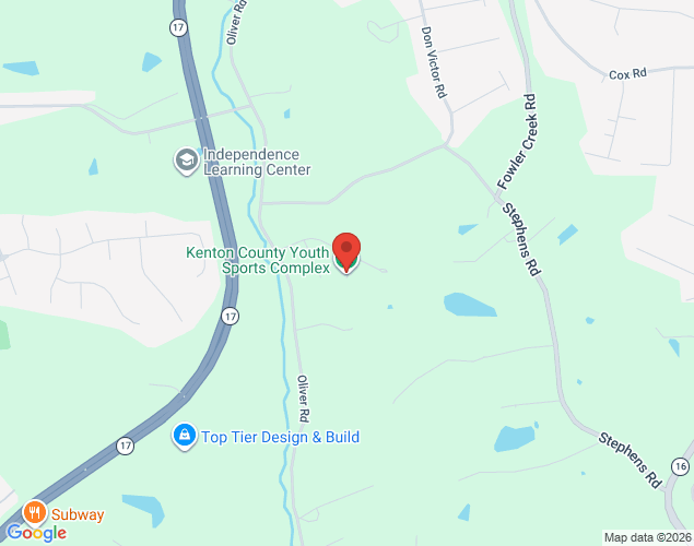 Map showing location at 4790 Oliver Road, Independence, KY