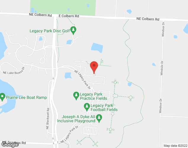 Map showing location at 1501 NE Legacy Park Dr, Lee's Summit, MO