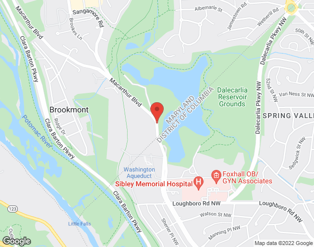 Map showing location at Norwood Drive to MacArthur Boulevard, Bethesda, MD
