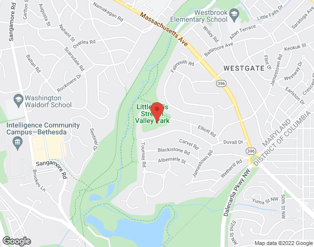 Map showing location at 5315 ELLIOTT DR, BETHESDA, MD