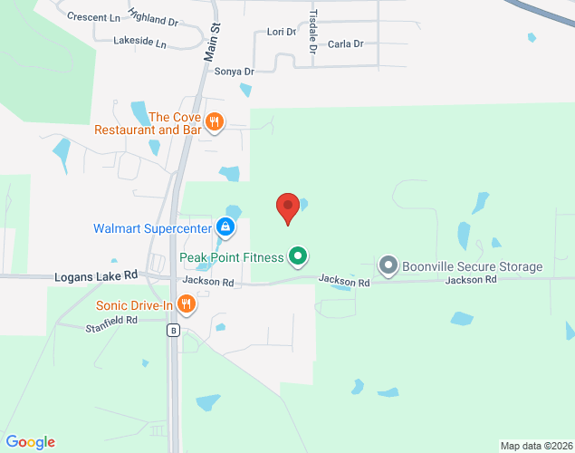 Map showing location at 17120 Jackson Road, Boonville, MO