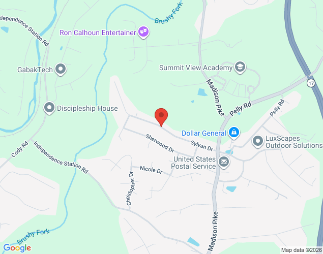 Map showing location at Sylvan Drive, Independence, KY