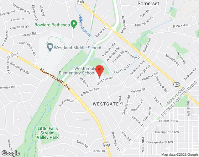 Map showing location at 5110 ALLAN TERR, BETHESDA, MD