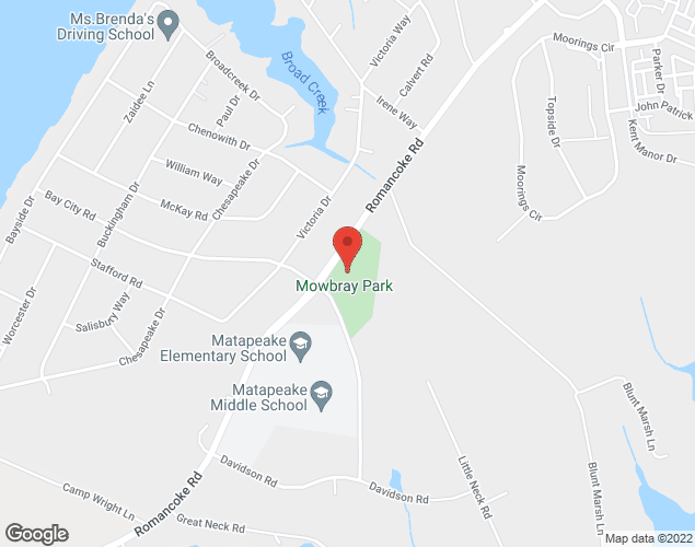 Map showing location at 629 Romancoke Rd, Stevensville, MD