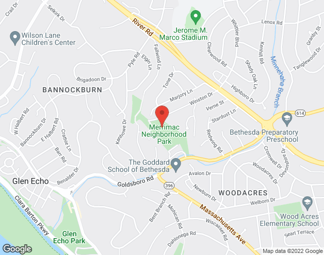 Map showing location at 6415 Winston Dr., Bethesda, MD
